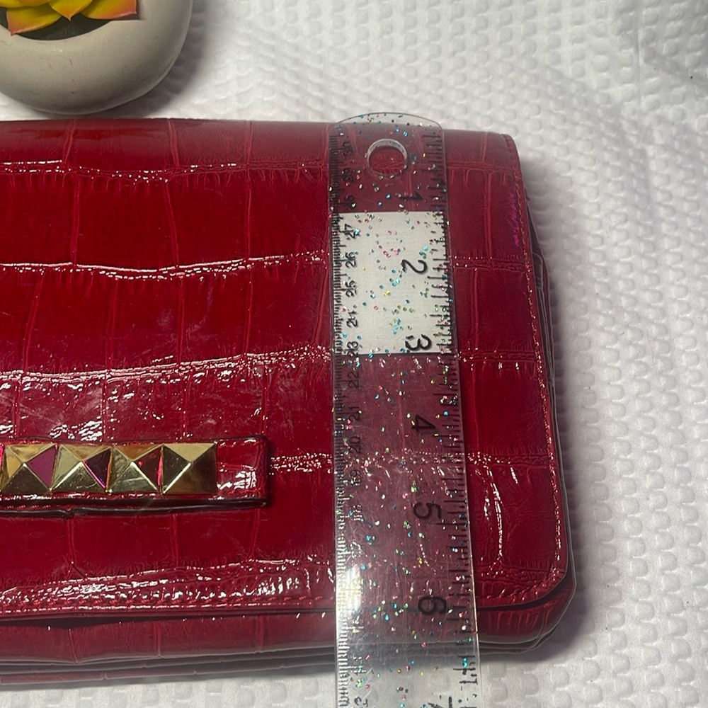 Cosmopolitan Red Snake Skin Crossbody Clutch Bag / Purse long Strap - Picture 4 of 8